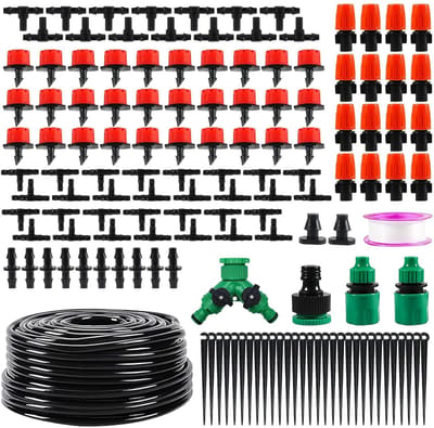 Tuin Irrigatiesysteem - Bewateringsset Slang - Planten Water Geven - Energiebesparend Waterbesparend - 15 Meter - Zwart