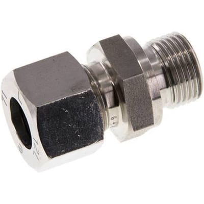 G 3/8'' Buitendraad x 12L RVS Rechte Snijring Koppeling met FKM Afdichting 315 Bar DIN 2353 - FL2S-MC-STFP-038G-12-L