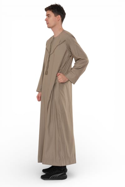 Heren Eid Beige Marokkaanse Thobe Robe Djellaba Ramadan Eid Jubba- HM10