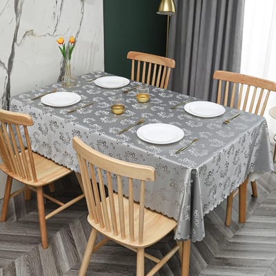 Tafelkleed Rechthoekig - Afdekhoes Tafel - Eettafel Beschermen - Waterdicht Anti-vlek - 140x220cm - Off-white Bladeren