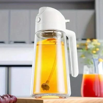2in1 500ml Glazen Oliespuit Oliespuitfles Olietank BBQ Keuken Bakken BBQ Picknick Keukengereedschap voor Bedrijven white