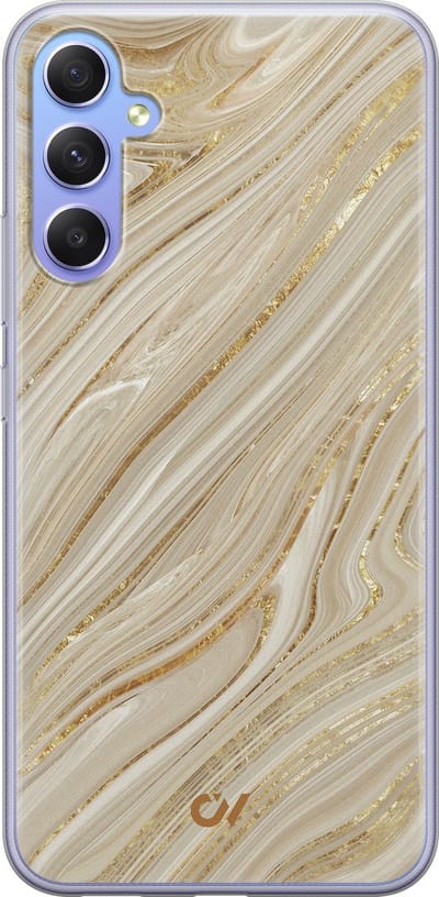 Hoesje geschikt voor Samsung Galaxy A34 hoesje - Golden Marble - - Goud - - Casevibes