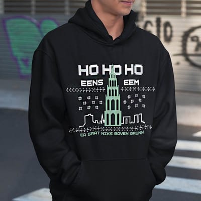 Foute Kerst Hoodie Zwart Ho Ho Ho Eens Eem - Er Gaat Niks Boven Grunn XS - Uniseks Pasvorm - Kerstkleding Voor Dames & Heren