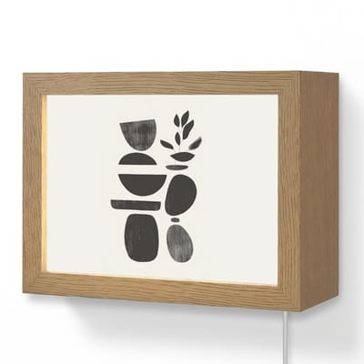Wandlamp 20x15 cm - Oplaadbaar - Japandi - Zwart - Abstract - Wandlampen binnen woonkamer - Slaapkamer lamp met kabel - Decoratieve nachtlamp - Vloerlamp snoer