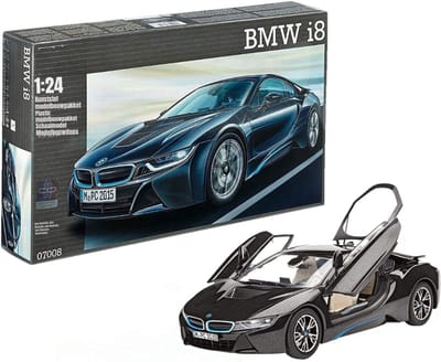 QIN® Modelbouw Auto - Modelbouw Auto Bouwpakket - Modelbouwpakket - BMW i8 Auto 1:24 Schaal - Zwart - 19cm x 1cm x 6cm