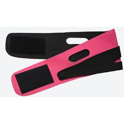 1 bandage lifting du visage pour réduire le double menton, ceinture de levage en forme de V, masque fin pour le cou, soins de la peau pendant le sommeil rouge rose