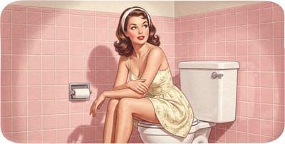 WC mat 120x60 cm - Antislip - Roze - Retro - Vrouw - Toiletmat - Vloermat - Douchemat - Toilet tapijt - Toiletmatten