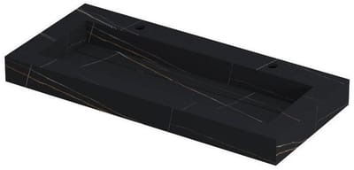 Ink Pitch meubelwastafel 100x45cm keramische slab - 2 kraangaten - Lauren black