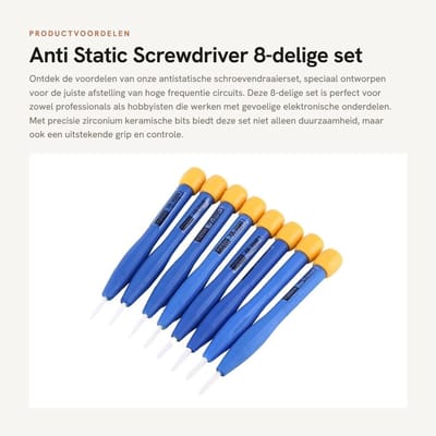 Dailygoods - Anti Static Screwdriver - 8-delige set - Perfect voor hoge frequentie circuits - Antistatisch - Gemakkelijk in gebruik - Ideaal voor hobb...