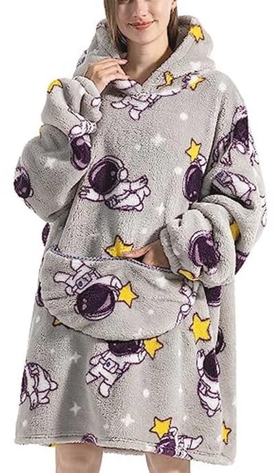 Oversized Hoodiedeken met Grote Zak - Comfortabele Sherpafleece Deken voor Dames, Heren en Tieners