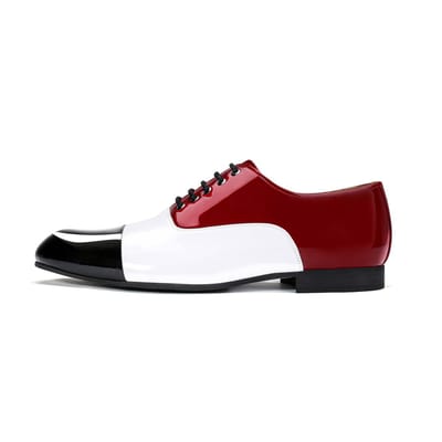 ALLTHEMEN Heren Rondneus Tweekleurige Veterschoenen van Lakleer - 40