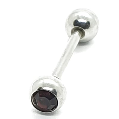 Tong Piercing - Zilver Met Steentjes