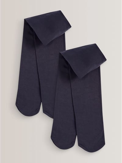 Next - Meisjes - 2 Schoolpanty's van 80 denier - Blauw
