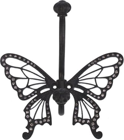 Haak metaal Vlinder m strass zwart 15x6,5x15,5cm