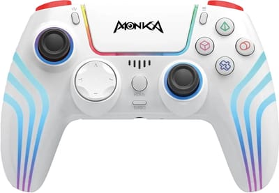 Monka Contra GT‑96 – Draadloze controller compatible met PS4/ PS3/PC/Switch, RGB, Bluetooth/ 2.4 GHz of kabel – Wit