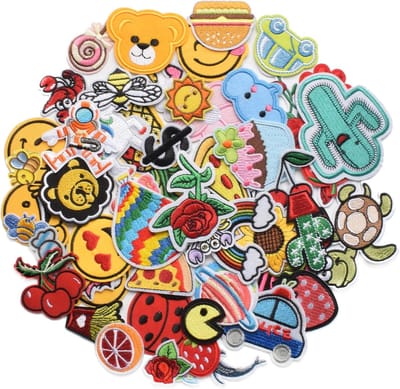 longziming - Geborduurde Patches Set 60 Stuks - Willekeurige Stijlen Felle Kleuren - Sew On/Iron On - Kleding Hoed Jurk Jeans DIY Accessoires