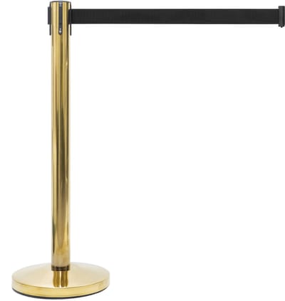 GJ Floors - Afzetpaal met trekband | Messing - Zwart - Hoogte: 92 cm - Lengte: 200 cm - Steel diameter: 5,1 cm