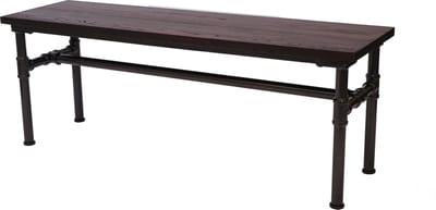 Bank MCW-H10b, eetkamerbank Bankkruk, iepenhouten industrieel ontwerp, 120x35cm MVG-gecertificeerd, zwartbruin
