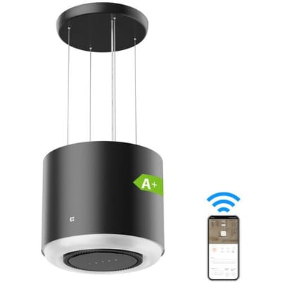 Ciarra 41 cm Vrijhangende Eilandafzuigkap – Slimme Wi-Fi-bediening, Elegante zwarte afwerking, 550 m³/h
