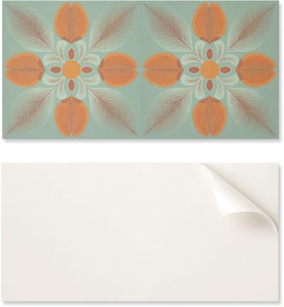 Bedrukt vinylpaneel, klaar voor installatie, 100x50 cm, bloemenpatroon met bladeren.