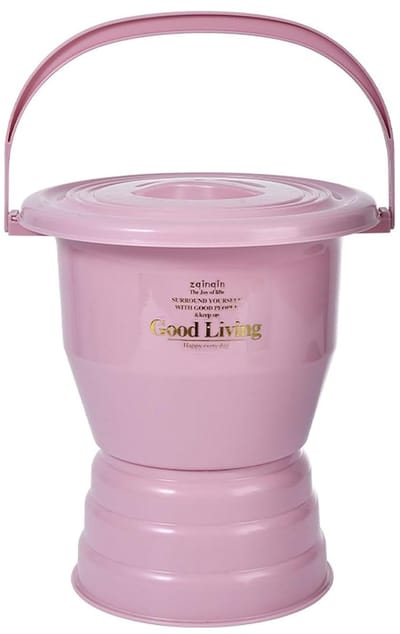 Kamerpot met handvat - Urinoir plasemmer - Ouderen thuis - Deksels geurvrij ontwerp - 27.5 cm lengte - Roze