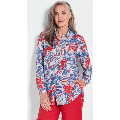 Goldner Bedrukte blouse Overhemdblouse met bloemenpatroon en overhemdkraag
