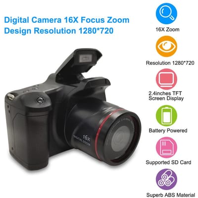 Digitale Camera 16x F-ocus Zoom Ontwerp Resolutie 1280*720 Ondersteunde S D Kaart 4 * AA Batter-y zwart
