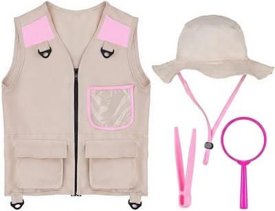 Ontdekkingsset voor kinderen met Scout kostuum, safari outfit, vergrootglas en hoed voor avontuurlijke jongens en meisjes van 4-7 jaar
