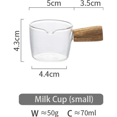 Mini Tasse à Lait en Verre Japonaise avec Poignée en Bois Pichet Mousseur Pot à Sucre à Café Bec Pointu Design Élégant Ustensiles de Cuisine