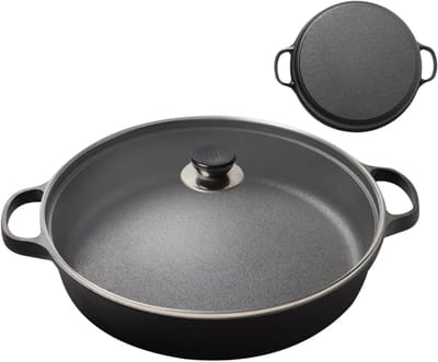 Omeletpan met Deksel - Koekenpan Ontbijt - Lekker Koken - Geoptimaliseerde Warmteverdeling - 25 cm - Zwart
