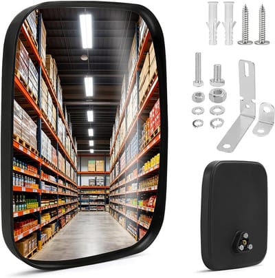 SnelShoppen - Convex Spiegel 19 x 16 cm, Verstelbare Straatspiegel voor Garages, Opritten, Ziekenhuizen, Winkels, Ultra Brede Kijkhoek voor Binnen en
