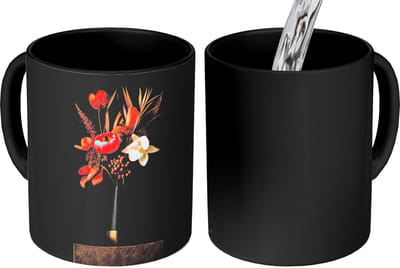 Magische Mok - Foto op Warmte Mokken - Koffiemok - Boeket - Oranje - Gouden - vaas - Magic Mok - Beker - 350 ML - Theemok
