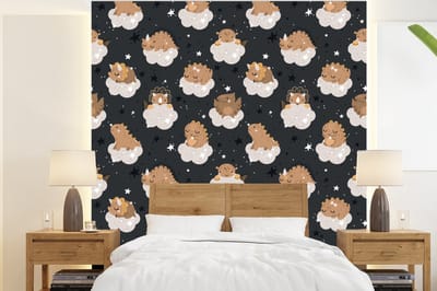 Behang - Fotobehang Patroon - Jongens - Dino - Kinderen - Breedte 220 cm x hoogte 240 cm