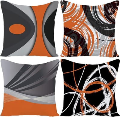 Abstracte Kussenslopen - Hoes Kussens - Woondecoratie - Geometrische Print - 40x40 cm - Oranje Grijs Zwart Wit