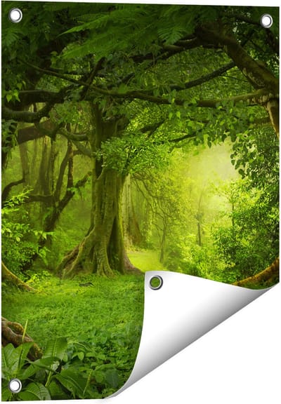 Gards Tuinposter Groene Tropische Jungle Bos - 40x50 cm - Tuindoek - Tuindecoratie - Wanddecoratie buiten - Tuinschilderij