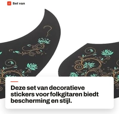 Dailygoods- Decoratieve Stickers Set van 2 - Gitaarslagbeschermer - Biascorrectiestickers - Geschikt voor 40/41 Inch Gitaren - Zelfklevend - PVC 18 x 9,7 cm