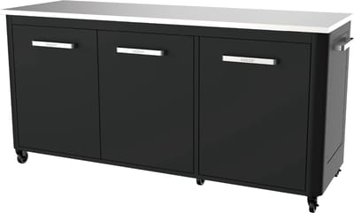 Cozze® Outdoor Kitchen - Buitenkeuken BBQ Station - Verrijdbaar - RVS Werkblad - Opklapbare Zijtafels - 180 cm