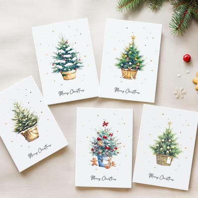 25 Kerstkaarten met Goudfolie, Merry christmas Kaart met Enveloppen