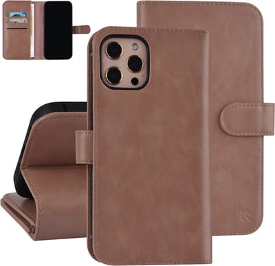 UNIQ Accessory iPhone 12 Pro Max Leren Book Case hoesje - Rose Gold - Pasjeshouder voor 6 pasjes - Magneetsluiting