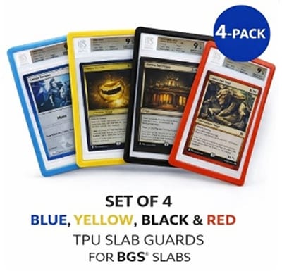 BGS Slab Guard / Slab Bumper – Bescherming voor TCG , MTG & Yu-Gi-Oh! Graded Cards – TCG Card Protector – Set van 4 stuks – Kleuren Zwart, Geel, Rood en Blauw