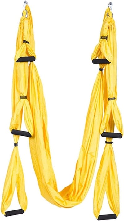 Yoga Hangmat - Luchtyoga Swing - Fitness Training - 6 Handgrepen - 250x140cm - Donkerkhaki