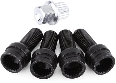 Bicycle Screws Set van 4 + 1 M14 voor Fietswielen en Stevige Bevestiging met Sleutel, Ideaal voor Fietsreparatie en Onderhoud