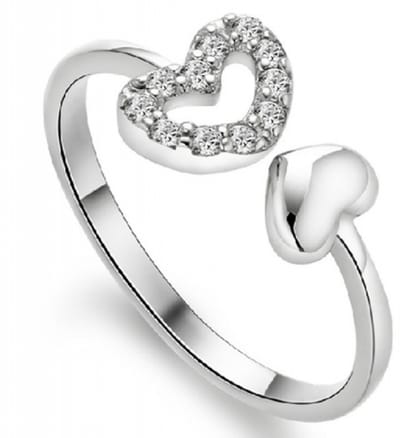 Love ring- zilverplating strass- Verstelbaar-Charme Bijoux