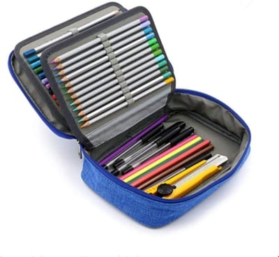 Dailygoods- Pennenetui grote capaciteit - Draagbaar etui - Pennenhouder - Robuust materiaal - Schuurbaar - Afmetingen 23 x 16,5 x 6,5 cm