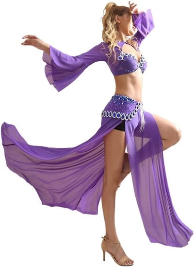 Professionele buikdanseres kostuum set met beha en rok - Perfecte outfit voor buikdansen, danslessen en optredens