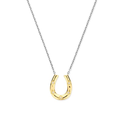 TI SENTO Dames Ketting - 925 zilver - Zirkonia met geel verguld - Maat 42 - 34084ZY