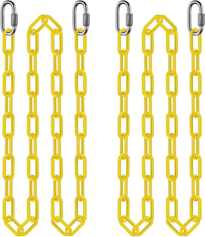 2 Swing Chains van 250 cm voor Hangstoel, Verstelbare RVS Kettingen, Zware Belastbaarheid, Inclusief Karabijnhaak, Ideaal voor Hangmat en Punching Bag, 5 mm Diameter tot 454 kg