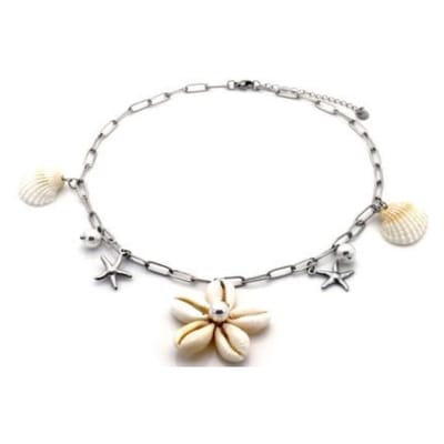 Bedelketting - Ketting - Zee - Zon - Zilverkleurig - Stainless Steel - Design - Nikkel Free - Ketting dames - Waterproof