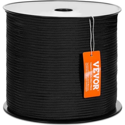 VEVOR gevlochten nylon touw, 0.48 cm (3/16 inch) x 305 m (1000 voet), 32 strengen, breeksterkte van 327 kg (720 lb), klimtouw voor buiten, klimtouw voor boomverzorgers voor rotsklimmen, kamperen, schommelen, abseilen, redding