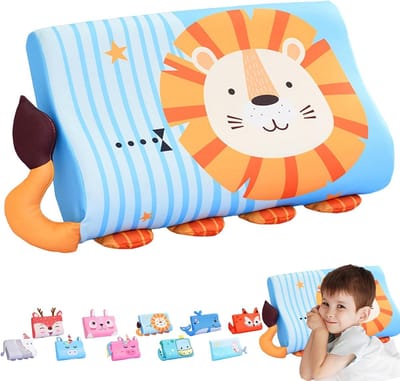 Schattig kinderhoofdkussen met dierenprint 45 x 27 cm | Ergonomisch, ademend en comfortabel voor kinderen vanaf 3 jaar